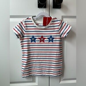 Hanna Andersson American Flag Stars and Stripes Short Sleeve Tee NWT (Sz 130/8)
